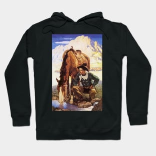 Cowboy Watering His Horse by NC Wyeth Hoodie